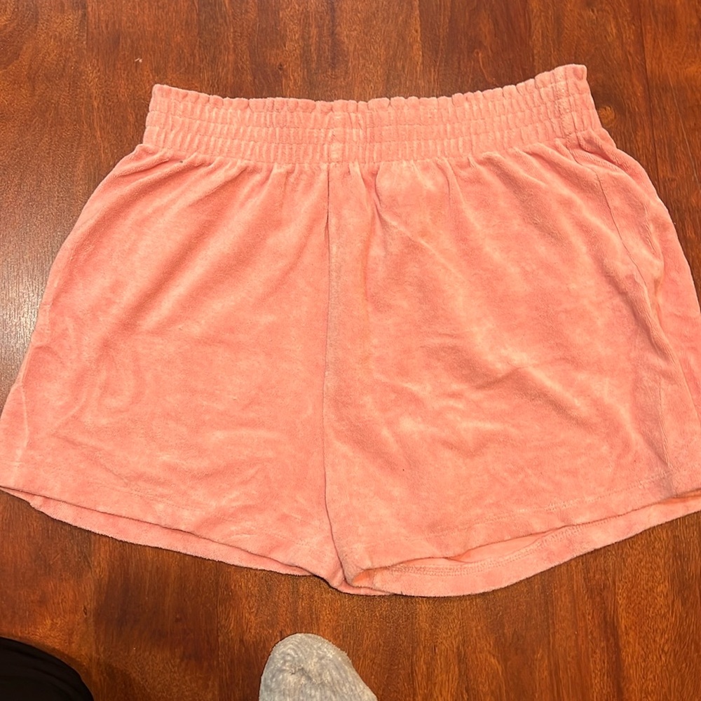 H&M Coral Pink Terry Lounge Shorts